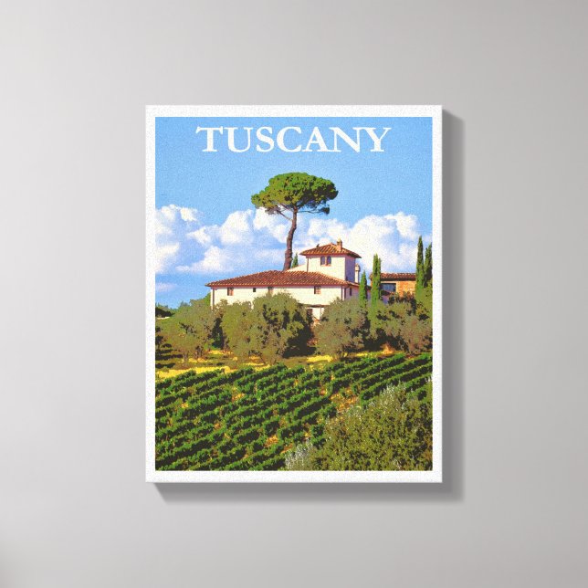 Tuscany Italy Vintage Travel Italian Villa Poster Canvas Print (Front)