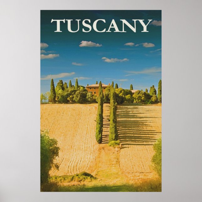 Tuscany Italy Vintage Travel Poster (Front)