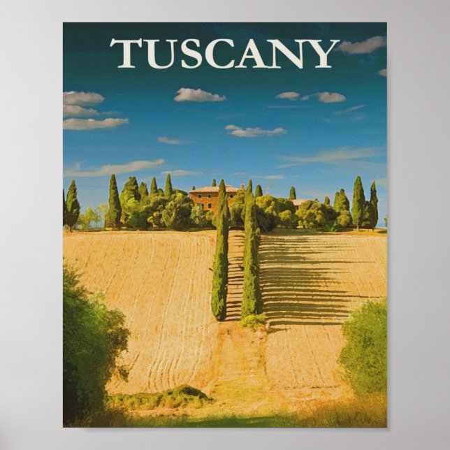Tuscany, Italy Vintage Travel Poster (Front)