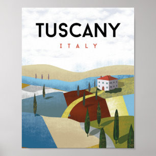 Tuscany italy vintage travel poster