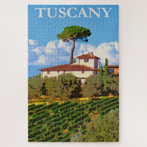 Tuscany Italy Vintage Travel Poster Italian Villa Jigsaw Puzzle