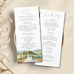Tuscany Italy Watercolor Skyline Wedding Program<br><div class="desc">Celebrate your love in the enchanting beauty of Tuscany with our exquisite Tuscany Wedding Program. This design captures the essence of Tuscany with its breathtaking watercolor painting of the iconic Tuscany skyline, complete with rolling hills, elegant cypress trees, and a charming villa in the distance. Personalize your design effortlessly by...</div>