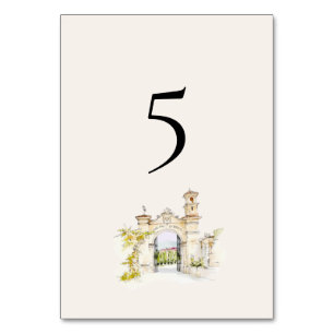 Tuscany Italy Wedding Table Numbers Watercolor