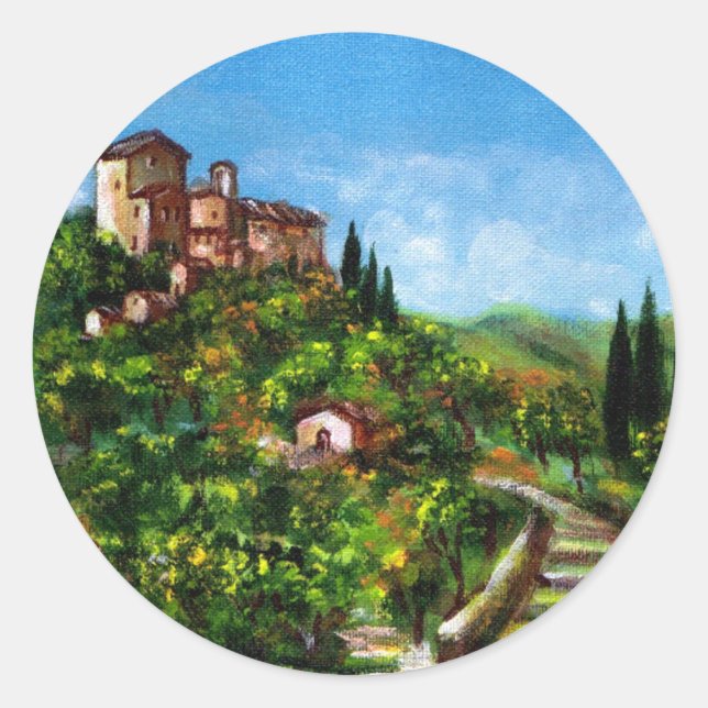 TUSCANY LANDSCAPE 3 CLASSIC ROUND STICKER (Front)