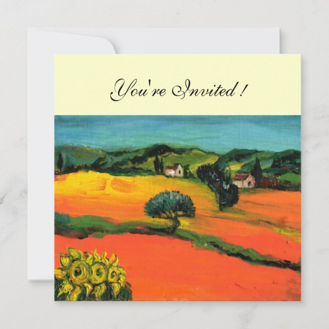 TUSCANY LANDSCAPE , blue green yellow orange Invitation (Front)