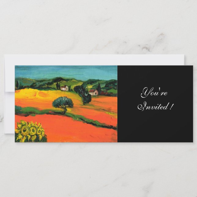 TUSCANY LANDSCAPE , blue green yellow orange Invitation (Front)