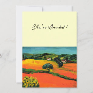 TUSCANY LANDSCAPE , blue green yellow orange Invitation