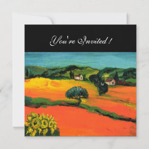 TUSCANY LANDSCAPE , blue green yellow orange Invitation