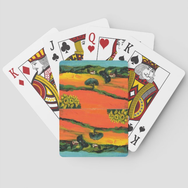 TUSCANY LANDSCAPE ORANGE FIELDS,SUNFLOWERS  POKER CARDS (Back)