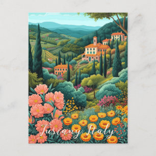 Tuscany Landscape Painting Italy Travel Art Postcard