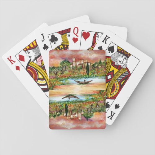 TUSCANY LANDSCAPE   RIVER  SUNSET POKER CARDS