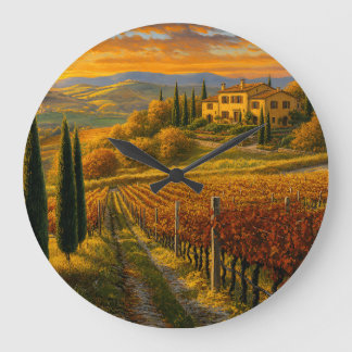 Tuscany Landscape Round Clock