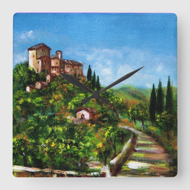 TUSCANY LANDSCAPE SQUARE WALL CLOCK (Front)