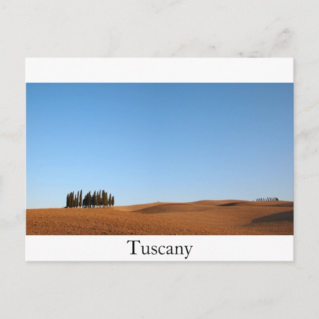 Tuscany landscape with cypress trees text postcard (Front)
