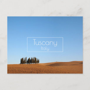 Tuscany landscape with cypresses in autumn postcard