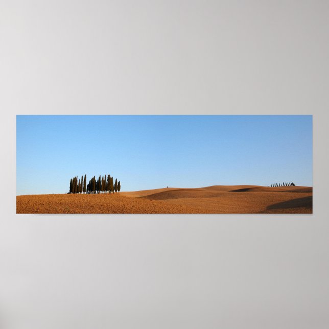 Tuscany landscape with cypresses panorama poster (Front)