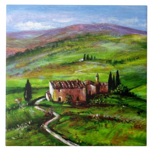 TUSCANY LANDSCAPE WITH GREEN HILLS CERAMIC TILE