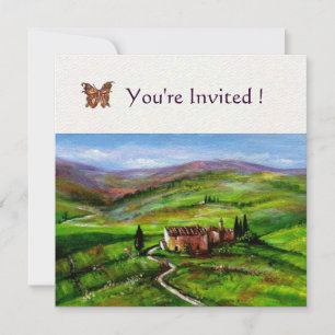TUSCANY LANDSCAPE WITH GREEN HILLS Felt paper Invitation