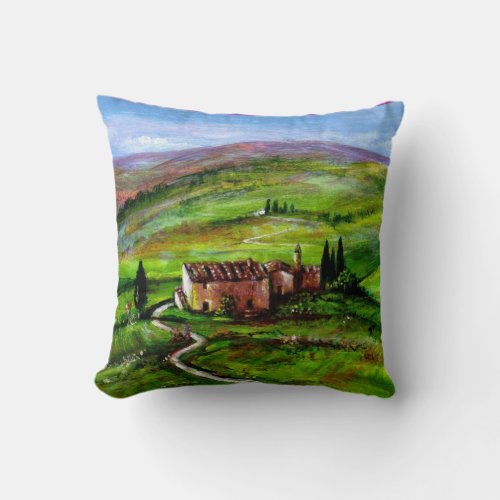 TUSCANY LANDSCAPE WITH GREEN HILLS THROW PILLOW