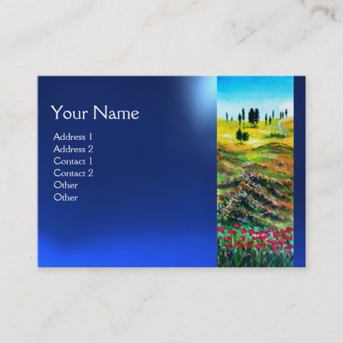 TUSCANY LANDSCAPE WITH POPPIES  blue sapphire Business Card