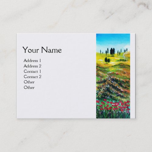 TUSCANY LANDSCAPE WITH POPPIES white Business Card
