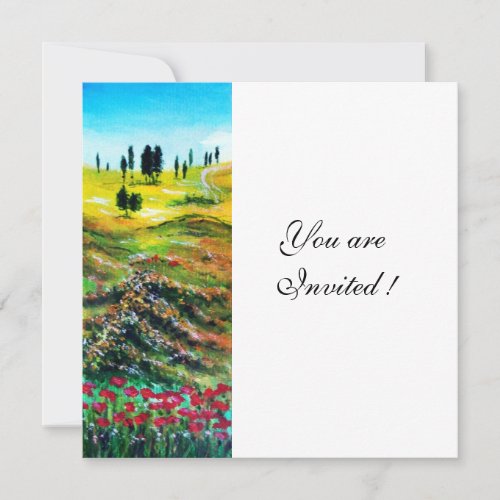 TUSCANY LANDSCAPE WITH POPPIES white Invitation