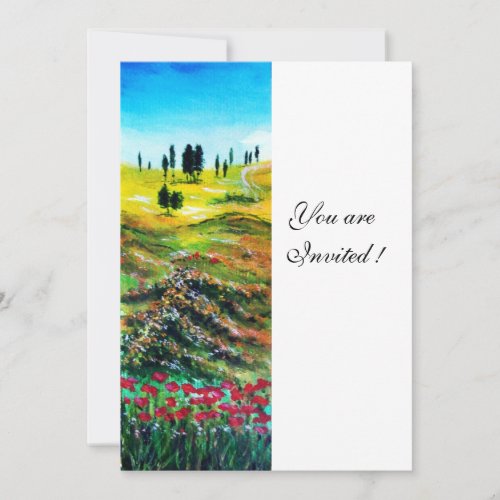 TUSCANY LANDSCAPE WITH POPPIES white Invitation