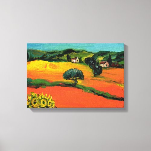 TUSCANY LANDSCAPE WITH SUNFLOWERS CANVAS PRINT