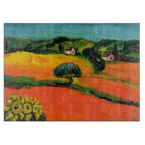 TUSCANY LANDSCAPE WITH SUNFLOWERS  CUTTING BOARD