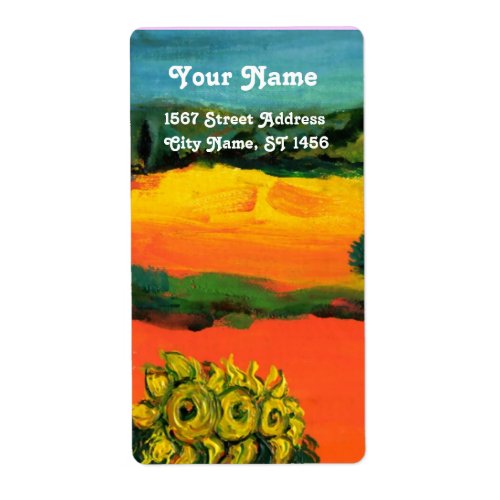 TUSCANY LANDSCAPE WITH SUNFLOWERS LABEL