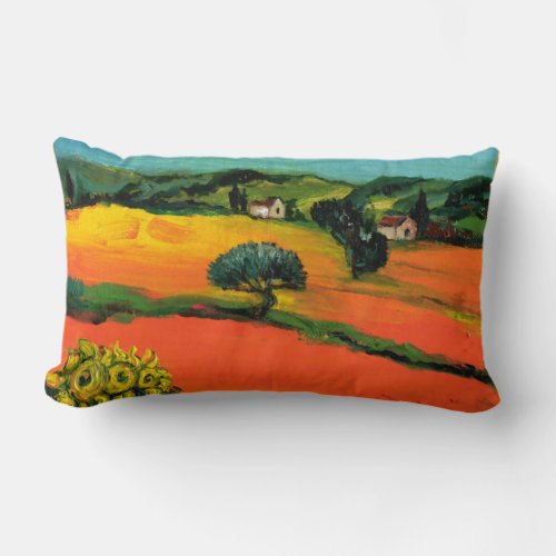 TUSCANY LANDSCAPE WITH SUNFLOWERS LUMBAR PILLOW