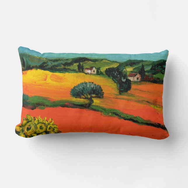 TUSCANY LANDSCAPE WITH SUNFLOWERS LUMBAR PILLOW (Front)
