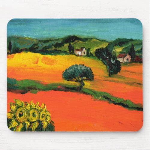 TUSCANY LANDSCAPE WITH SUNFLOWERS MOUSE PAD