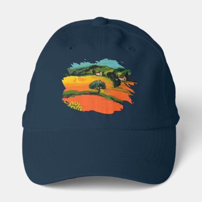 TUSCANY LANDSCAPE WITH SUNFLOWERS PERFORMANCE CAP (Front)