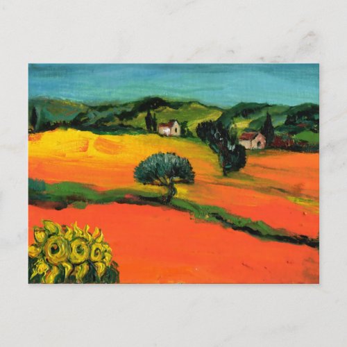 TUSCANY LANDSCAPE WITH SUNFLOWERS POSTCARD