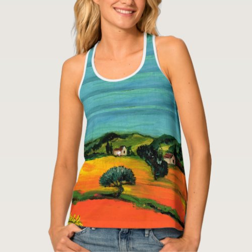 TUSCANY LANDSCAPE WITH SUNFLOWERS  TANK TOP