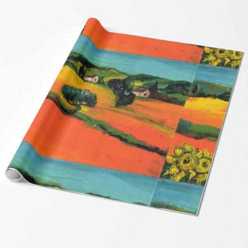 TUSCANY LANDSCAPE WITH SUNFLOWERS WRAPPING PAPER