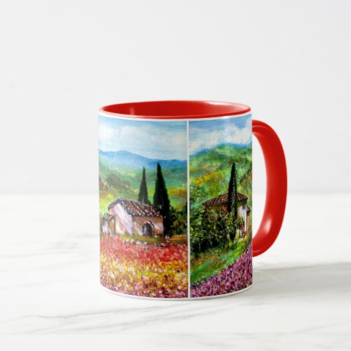 TUSCANY LANDSCAPES POPPIES LILIES FLOWER FIELDS MUG