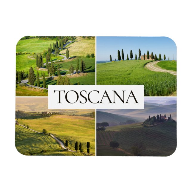 Tuscany landscapes travel photo collage magnet (Horizontal)
