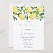 Tuscany Lemons Antique Pattern Blue Bridal Shower Invitation (Front)