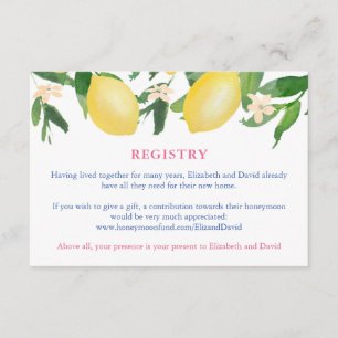 Tuscany Lemons Blue Tiles Registry or Wishing Well Enclosure Card