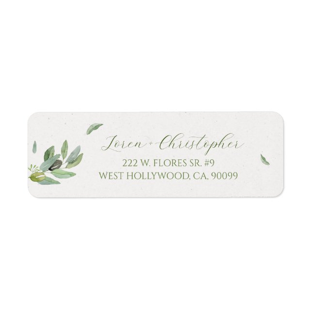  Tuscany Olive Leaves Branch-Thank You Label (Front)