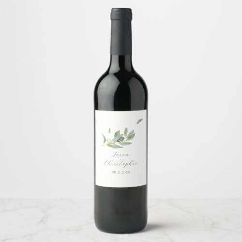  Tuscany Olive Leaves Branch_Thank You Wine Label