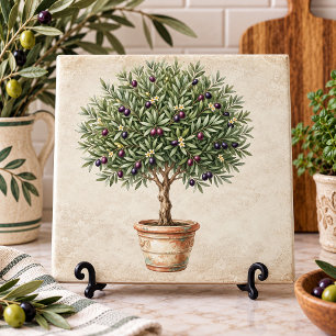 Tuscany Olive Topiary Mediterranean  Ceramic Tile