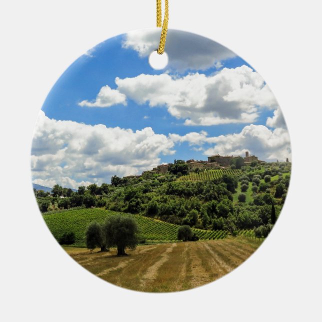 Tuscany, panoramic landscape - Italy Ceramic Ornament (Front)