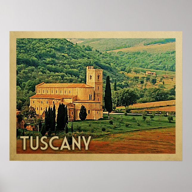 Tuscany Poster Italy Vintage Travel (Front)