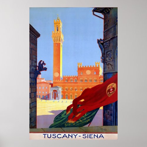 Tuscany  Siena  Vintage Italian Travel Poster