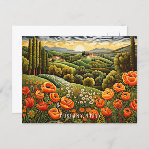 Tuscany Spring Landscape Painting Italy Travel Art Postcard
