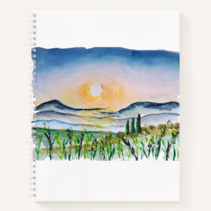 Tuscany Sunrise Watercolor Journey Italy Notebook