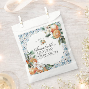 Tuscany Tile Citrus Orange Birthday Party Dessert Favor Bag